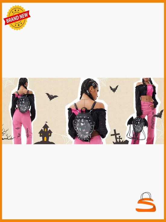 Gothic Coffin Shape Ita Backpack with Removable Insert for Pins main image 5